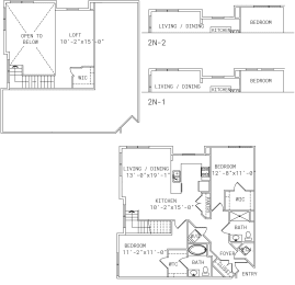 2-B11 2 Bed 2 Bath Floor Plan at Mira Upper Rock, Rockville, Maryland