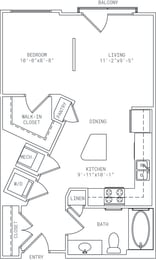 2-S1 0 Bedroom 1 Bathroom Floor Plan at Mira Upper Rock, Maryland, 20850