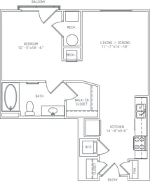 2-S2 Studio Floor Plan at Mira Upper Rock, Maryland