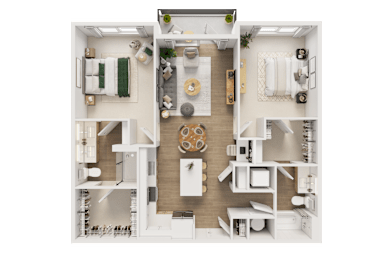 A detailed floor plan of a house showing a kitchen, living room, dining area, and bedrooms.