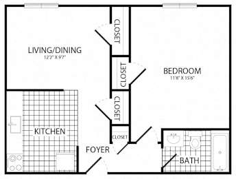 1 bed 1 bath B at Earle Manor Apartments, Wheaton, Maryland