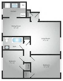 2 bed 2 bath C at Hamilton Manor Apartments, Hyattsville, MD 20782