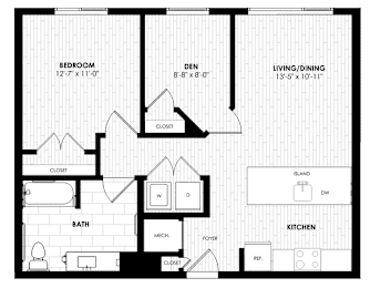 A black and white image of a floor plan for a home.