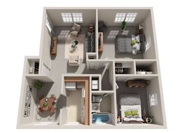 2 bed 1 bath A at Highland Ridge Apartments, Capitol Heights, MD