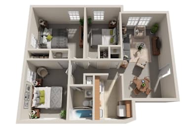 3 bed 2 bath A at Highland Ridge Apartments, Capitol Heights, Maryland