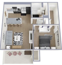 1 Bedroom Floor Plan at Riviera Park, Arizona, 85224
