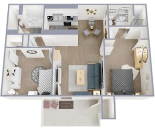 2 Bed 2 Bath Floor Plan at Riviera Park, Chandler, 85224
