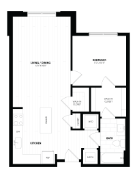 1A Floor Plan at Woodmore Apartments, Bowie, 20706