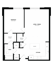 1B Floor Plan at Woodmore Apartments, Bowie, Maryland