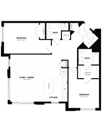 2A Floor Plan at Woodmore Apartments, Bowie, MD