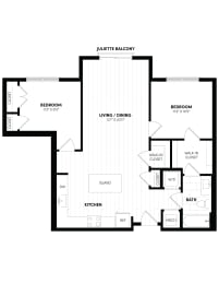 2B Floor Plan at Woodmore Apartments, Bowie, MD