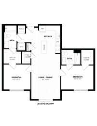 2C Floor Plan at Woodmore Apartments, Bowie