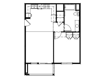 Floor Plan  Willow View floorplan image of 1-bedroom A