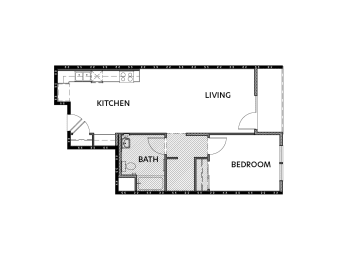 Floor Plan  Beacon Villa 1 Bed 1 Bath Townhome 741SF