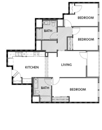 Floor Plan  Beacon Villa 3 Bed 2 Bath Townhome 980SF
