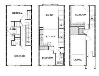 Floor Plan  Beacon Villa 4 Bed 2 Bath Townhome 1580-1685SF