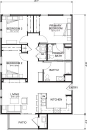 Floor Plan  Eaglepointe 3 Bed 2 Bath 1134 SF