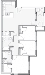 Floor Plan  riverbend apts 3 bed 2 bath 1022