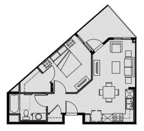 Floor Plan  Unit 1.2 1 Bed 1 Bath 586 sq ft