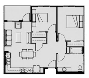 Floor Plan  Unit 2.3 2 Bed 1 Bath 849 sq ft