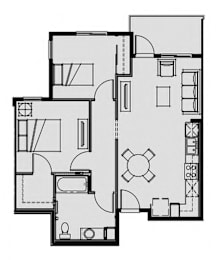 Floor Plan  Unit 2.4 2 Bed 1 Bath 844 sq ft