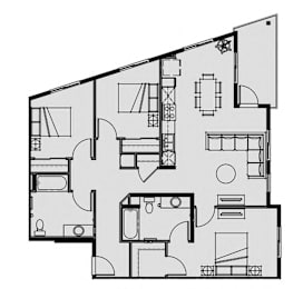 Floor Plan  Unit 3.1 3 Bed 2 Bath 1220 sq ft