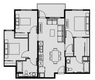 Floor Plan  Unit 3.4 3 Bed 2 Bath 1071 sq ft