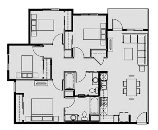 Floor Plan  Unit 4.2 4 Bed 2 Bath 1245 sq ft