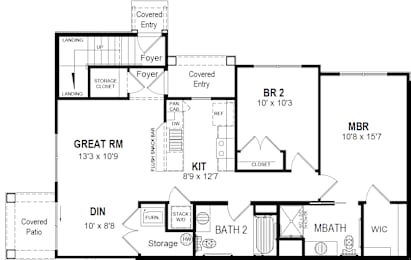 Two Bed Floorplan at Hathaway Meadows, Farmington, NY
