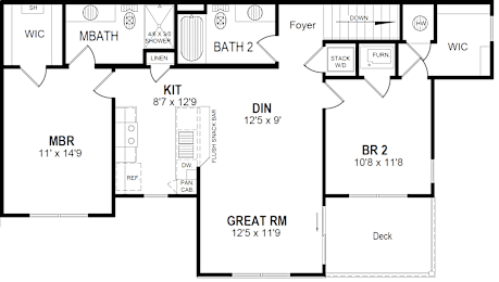 2 Bedroom 2 Bath Floorplan at Hathaway Meadows, Farmington, New York