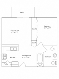 a floor plan of a house with a bedroom and a living room