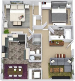 a 3d drawing of a floor plan of a house