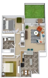 a floor plan of a house with a bedroom and a living room