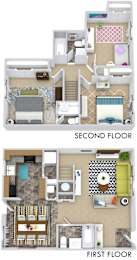 a comparison of a first floor and second floor floor plan of a house