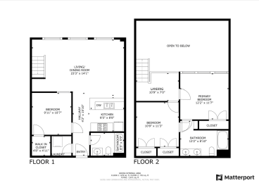a floor plan of two different floors of a building