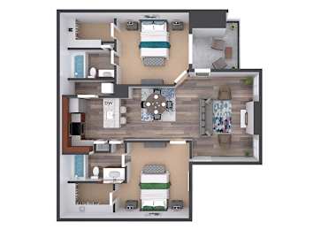 a floor plan of a house with a bedroom and a living room