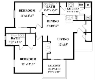 a floor plan of a house with bedrooms and a baths