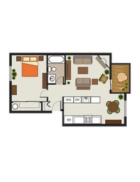  Floor Plan 1 Bed, 1 Bath