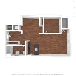  Floor Plan 1 bed 1 bath with Den