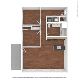  Floor Plan 2 bed 1 bath, Large