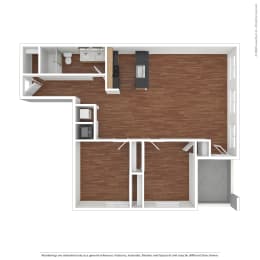  Floor Plan 2 bed 1 bath, Medium