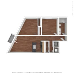  Floor Plan 2 bed 1 bath, Small