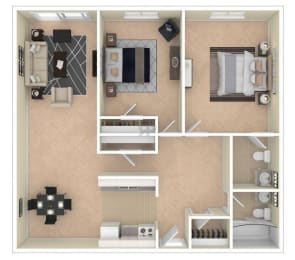  Floor Plan Two Bedroom, Two Bathroom