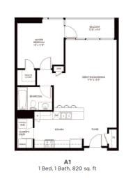  Floor Plan A1 - One Bedroom One Bath