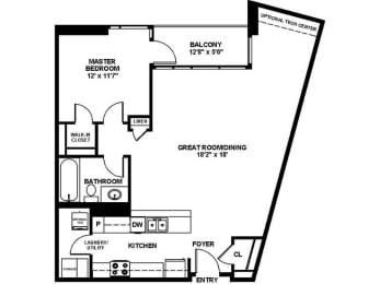  Floor Plan A5 - One Bedroom One Bath