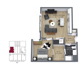  Floor Plan 1X1