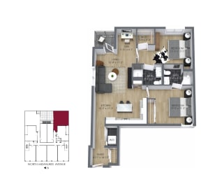 Floor Plan 2x2 + Den
