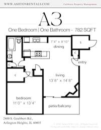 A floor plan for a one bedroom apartment with one bathroom.