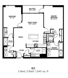  Floor Plan B2 - Two Bedroom Two Bath