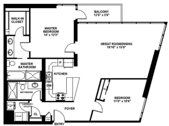  Floor Plan B3 - Two Bedroom Two Bath